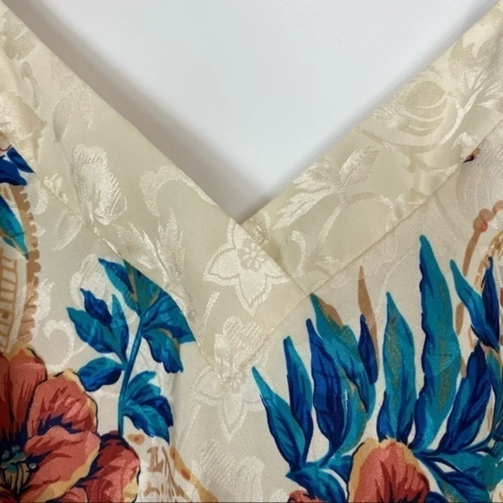 Vintage Kathryn 1990s Floral Elegant Ornate Silky Satin Mini Slip Dress Nightie
